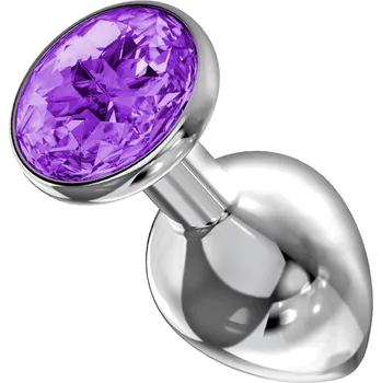 Ocelový anální kolík s fialovým šperkem Lola Diamond small