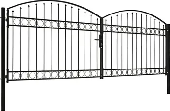 brána Dvoukřídlá zahradní brána s obloukem ocelová 400 x 125 cm černá