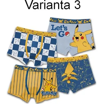 Chlapecké prodyšné spodní prádlo - 4 ks/bal. boxerky Pokémon Varianta: varianta 3, Velikost: 130-140 cm