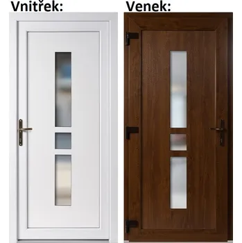 Vchodové dveře Plastové vchodové dveře Soft Megan, Zlatý dub/bílá, 100x210 cm, levé, otevírání VEN