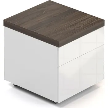 Zásuvkový kontejner NABYTEK-DESIGNOVY.CZ - DLKT12 - Kontejner SOLID, pojízdný se 2 zásuvkami, šířka 50cm, hlobka 60cm, výška 59cm, jilm royal/bílá