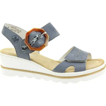 Dámské sandále RIEKER Dámské kožené modré sandály 67476-14-255 Velikost 38