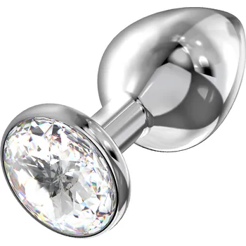 Ocelový anální kolík s čirým šperkem Lola Diamond large