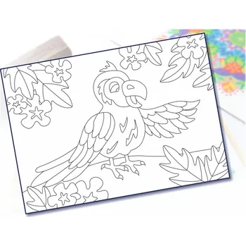 Radost v písku Šablona na pískování papoušek v džungli Varianta: A5 (148 x 210 mm)