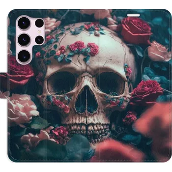 Pouzdro na mobilní telefon Flipové pouzdro iSaprio - Skull in Roses 02 - Samsung Galaxy S23 Ultra