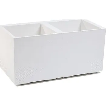 Květináč Plastový květináč Karo eco recycled beton 800x400x400 mm, bílý (136251 007 LA936 KARO bílý 800x400x400 beton ECO)