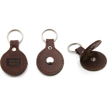 WILD SKIN Kožená klíčenka na minci nebo žeton do nákupního vozíku Hnědá