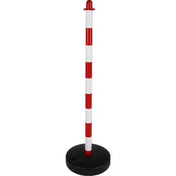 Plotový sloupek Plastový sloupek s kruhovou základnou, bílá / červená, výška 90 cm