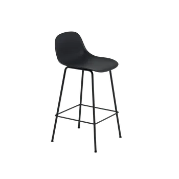 Barová židle Barová židle se zádovou opěrkou Muuto FIBER COUNTER STOOL TUBE BASE - zvolte provedení Barva židle: Černý antracit/Černý plast