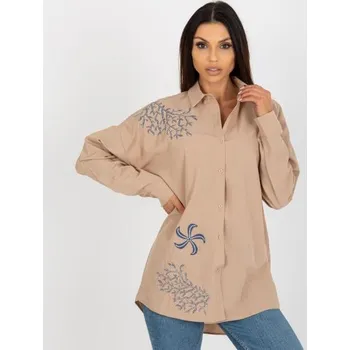 Dámská košile Dámské tričko oversize s výšivkou BYCOLE béžové