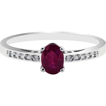 Prsten Zlatý prsten s rubínem a diamanty W67