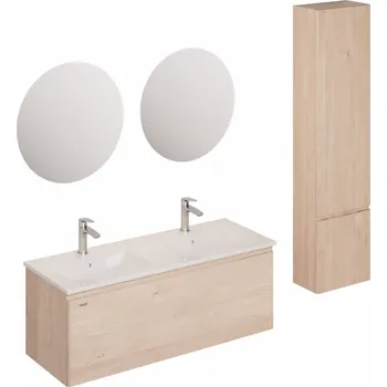 Nábytek Koupelnová sestava s umyvadlem včetně umyvadlové baterie, vtoku a sifonu Naturel Ancona akácie KSETANCONA6