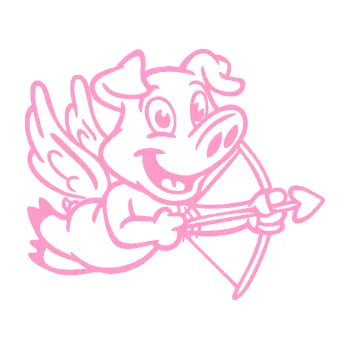 Samolepicí dekorace na vozidlo Prase 005 pravá s křídly a lukem (24 - světle růžová) SAMOLEPKA NA AUTO, NÁLEPKA, FÓLIE, POLEP, TUNING, VLASTNÍ TEXT, TISK, AUTOSAMOLEPKY.cz, POLEPY, OBRÁZEK, LOGO, 3D STICKERS