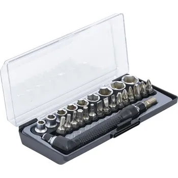 Bit Nástrčné hlavice a bity 1/4" Kraftmann BGS1020802 s úhlovým šroubovákem. Sada 26 dílů (BGS 1020802 Nástrčné hlavice a bity Kraftmann s 1/4" úhlovým šroubovákem. Sada 26 dílů)