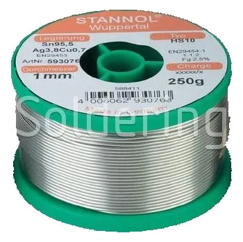 Páječka Trubičková pájka Sn95Ag4Cu1, HS10 (Ø1,0mm, 250g) - 104000393