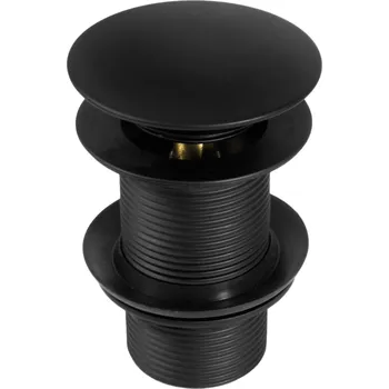 sítko a zátka do dřezu Deante Deante, kulatá kovová zátka typu Click-clack pro umyvadla bez přepadu, černá, NHC_B10A