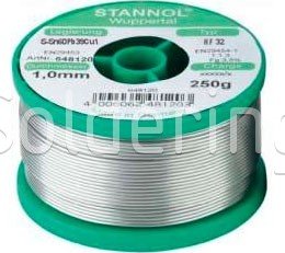 Trubičková pájka Sn60Pb39Cu1, HF32 (Ø1,0mm, 250g) - 104000383