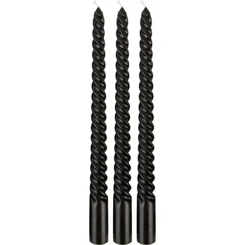Svíčka Sada svíček Swirl 3ks černá Present Time (Barva-řerná)