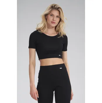Top v crop stylu s krátkými rukávy M748 Barva: Černá, Velikost: XL