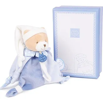 Hračka pro nejmenší Doudou et Compagnie Paris Doudou Dárková sada - Hračka s úchytem na dudlík medvídek 17 cm