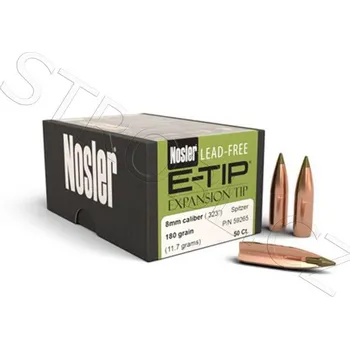 Příslušenství pro sportovní střelbu Monolitické Střely Nosler E-Tip 8mm, dia .323, 180grs