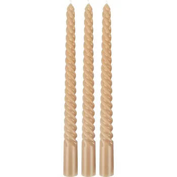 Svíčka Sada svíček Swirl 3ks pískově hnědá Present Time (Barva-pískově hnědá)