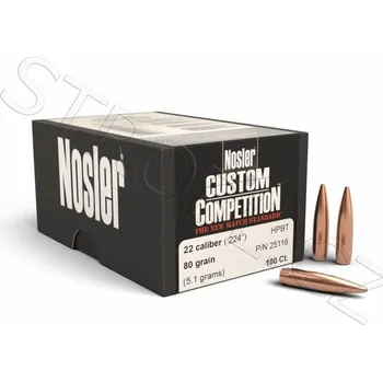 Příslušenství pro sportovní střelbu Střely Nosler Custom Competition .22 cal, dia .224, 80grs