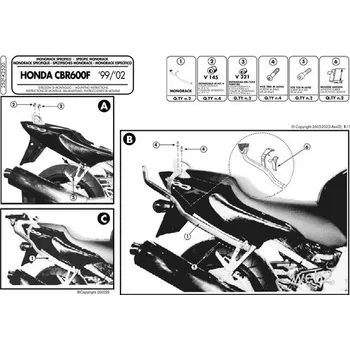 Nosič na motocykl a skútr KAPPA zadní nosič kufru HONDA CBR 600F (99-09) ( bez plotny ) (KAPPA zadní nosič kufru HONDA CBR 600F (99-09) ( bez plotny ))