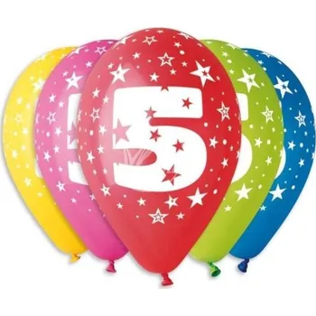 Balónky potisk čísla \"5\" (5ks)