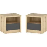 Casarredo Noční stolek 2 ks DOMINKA dub artisan/šedý