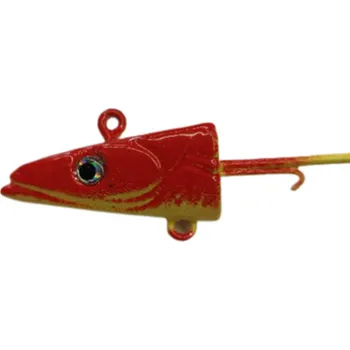 Umělá nástraha JIG RYBÍ HLAVA-BARČA CLASIC-120g až 180g VMC-12/0 Barva: ČERVENO/ŽLUTÁ, Gramáž: 140G-12/0