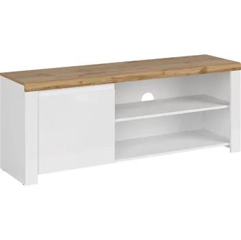 Televizní stolek TV stolek 1D/160, bílý lesk/dub wotan, VILGO