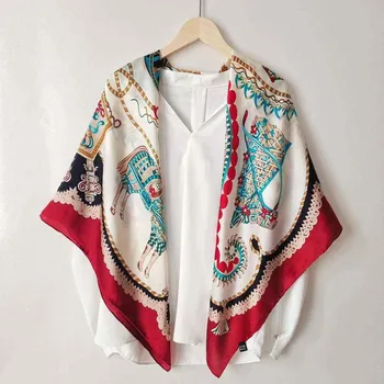 Šátek Velký hedvábný šátek červený 108x108 cm cm v dárkovém balení, WHITE ORCHID