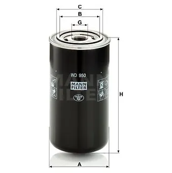 Hydraulický filtr MANN-FILTER Filtr, pracovní hydraulika WD950
