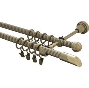 Garnýž kovová 180 cm rýhovaná dvouřadá - dvojitá 16 Piza II mosaz