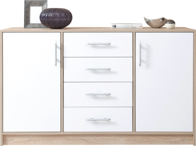 Komoda Smart velká - Bílá / Sonoma