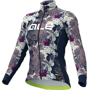 cyklistický dres ALÉ Cyklistický dres s dlouhým rukávem zimní - AMAZZONIA LADY WNT - béžová/modrá XS