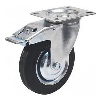 Pojezdové kolečko Renost Kolečko plech-guma otočné 521F XD-V125C z - DM s brzdou 100kg - RN-N900617