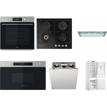 Set domácích spotřebičů WHIRLPOOL OMK58CU1SX + WHIRLPOOL GOFL 629/NB + WHIRLPOOL AKR 650/1 IX + WHIRLPOOL MBNA910X + WHIRLPOOL WIO 3T133 PLE + WHIRLPOOL WHC18 T311
