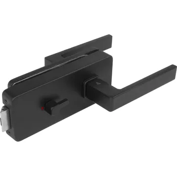 Dveřní kování MPK - UNIQUE R8 - ZÁMEK na sklo s klikou SULLA - WC kování na sklo WC set BS - Černá matná