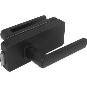 Nábytkové kování MPK - UNIQUE R8 - ZÁMEK na sklo s klikou HOSTA - bez otvoru přední kování na sklo bez otvoru přední BS - Černá matná