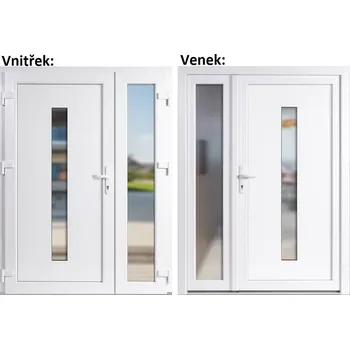 Vchodové dveře Dvoukřídlé vchodové dveře plastové Soft Hana+Sklo Nisip, Bílá/bílá, 150x200 cm, levé