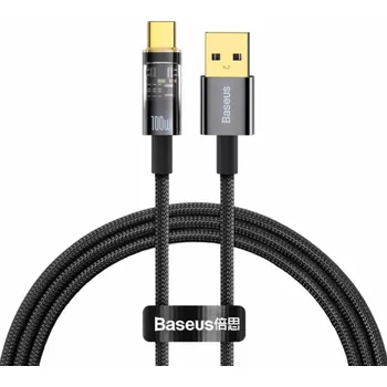 Datový kabel Baseus Explorer Series datový kabel USB-A/USB-C s inteligentním vypnutím 100 W 1m černá