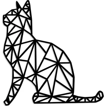 Nástěnná dřevěná dekorace CAT černá