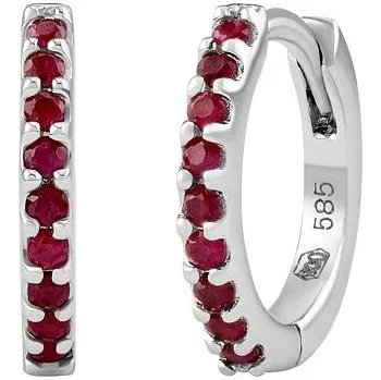 Náušnice Zlaté naušnice kruhy Aira z bílého zlata s pravými rubíny 11 mm DNN4049EGWR