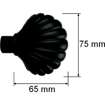 Koncovka pro tyč 16mm Mušle - černá