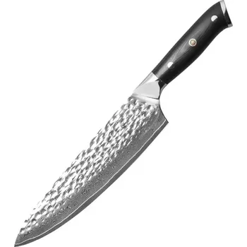 Kuchyňský nůž Šéfkuchařský damaškový nůž G10 hammered 8"