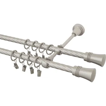 Garnýž kovová 130 cm kroucená dvouřadá - dvojitá 16 Capri double chrom mat