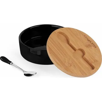 Cukřenka Cukřenka se lžičkou 14,5 x 5cm, porcelán/bambus, černá