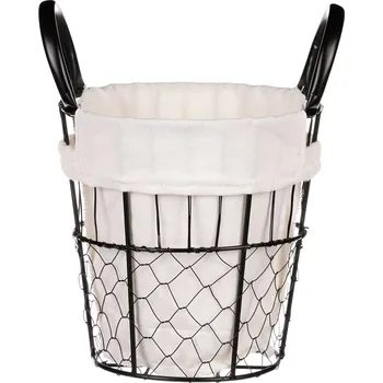 Úložný box Dekorační kovový koš s látkou Vienne, 18 x 18 x 18 cm, černá